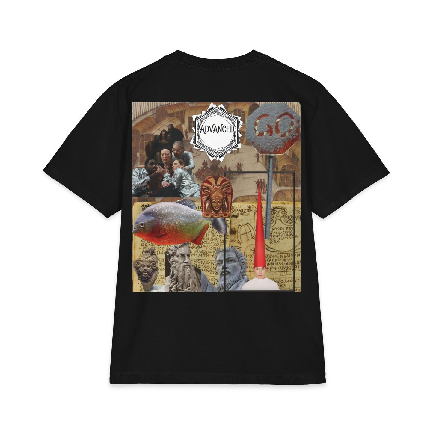 Vintage Collage Graphic Tee — Retro Surreal Movie & Memorabilia Design