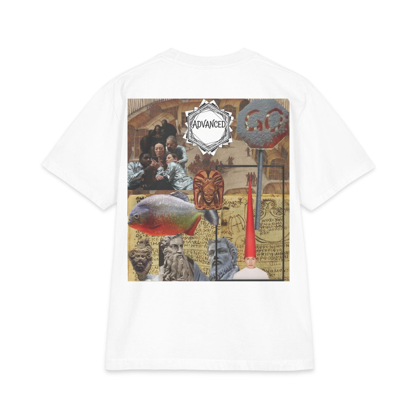 Vintage Collage Graphic Tee — Retro Surreal Movie & Memorabilia Design