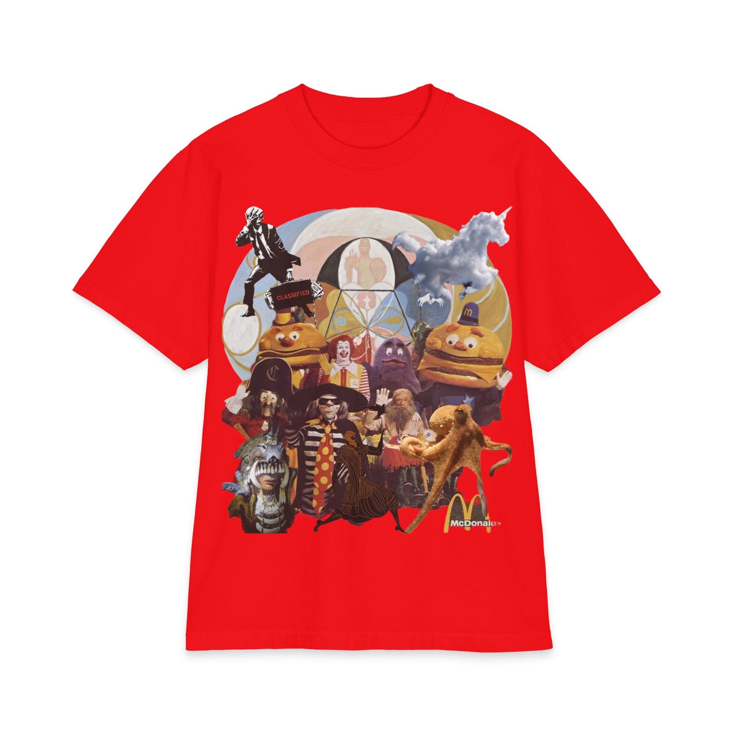 Vintage Collage Graphic Tee — Retro Surreal Movie & Memorabilia Design