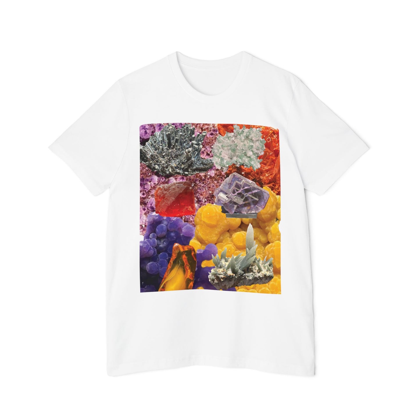 Crystal Collage T-Shirt — Colorful Mineral Art Tee