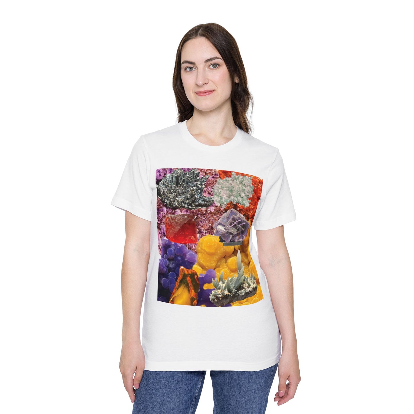 Crystal Collage T-Shirt — Colorful Mineral Art Tee