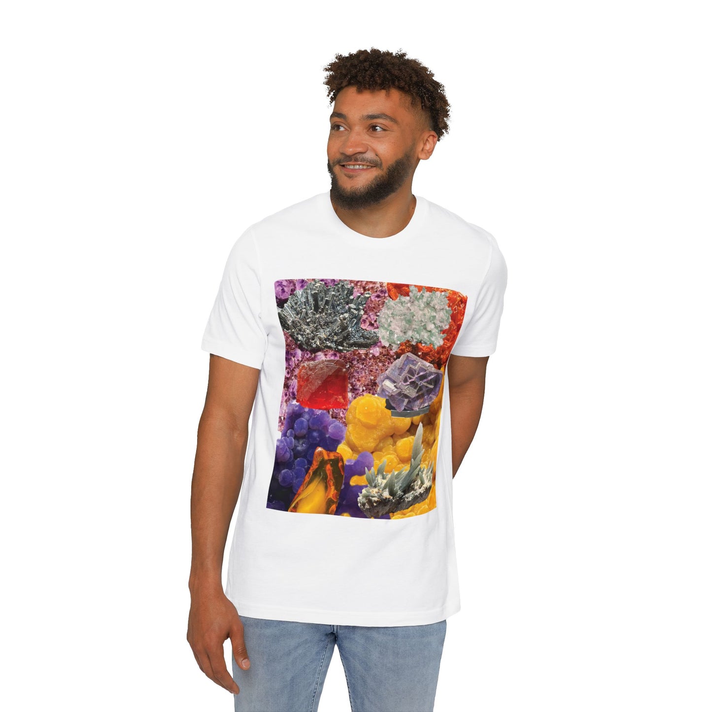 Crystal Collage T-Shirt — Colorful Mineral Art Tee