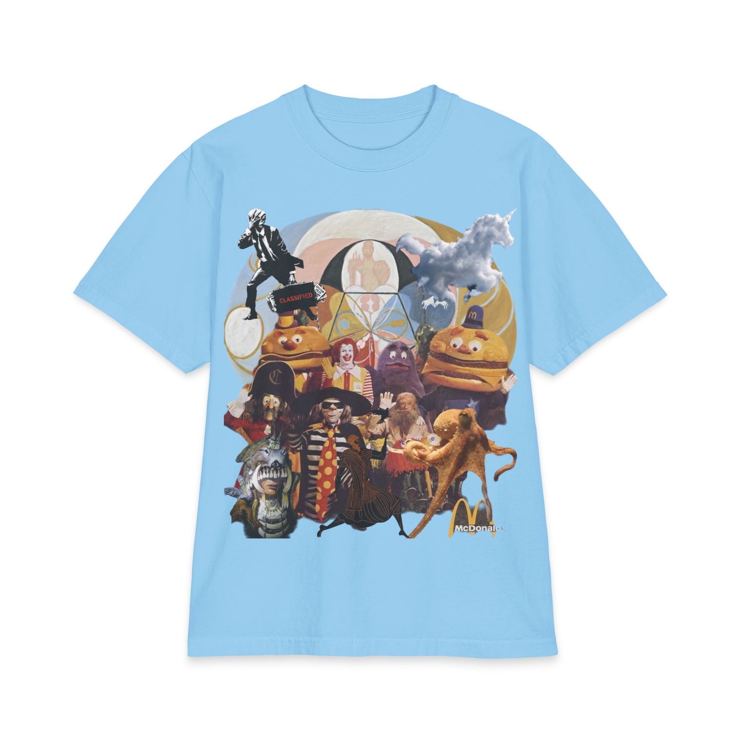 Vintage Collage Graphic Tee — Retro Surreal Movie & Memorabilia Design